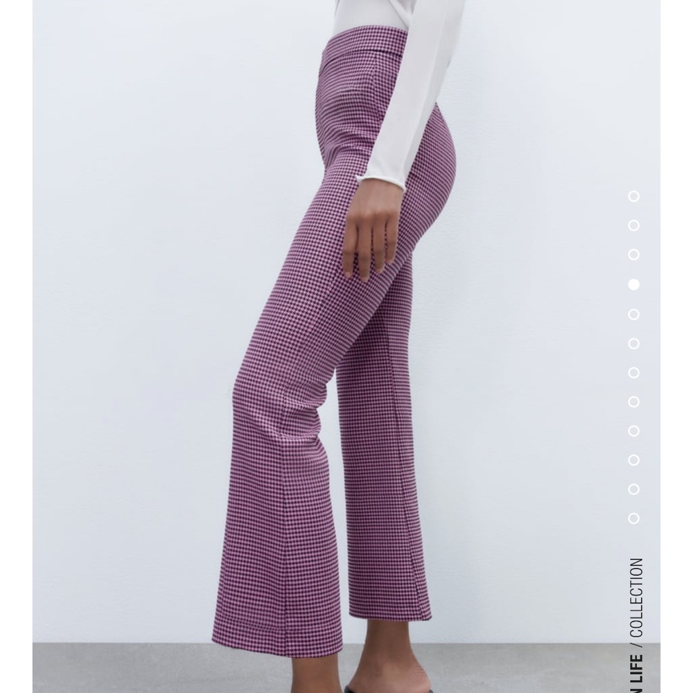 “Last one”ZARA HOUNDSTOOTH MINI FLARE PANTS - Picture 6 of 12